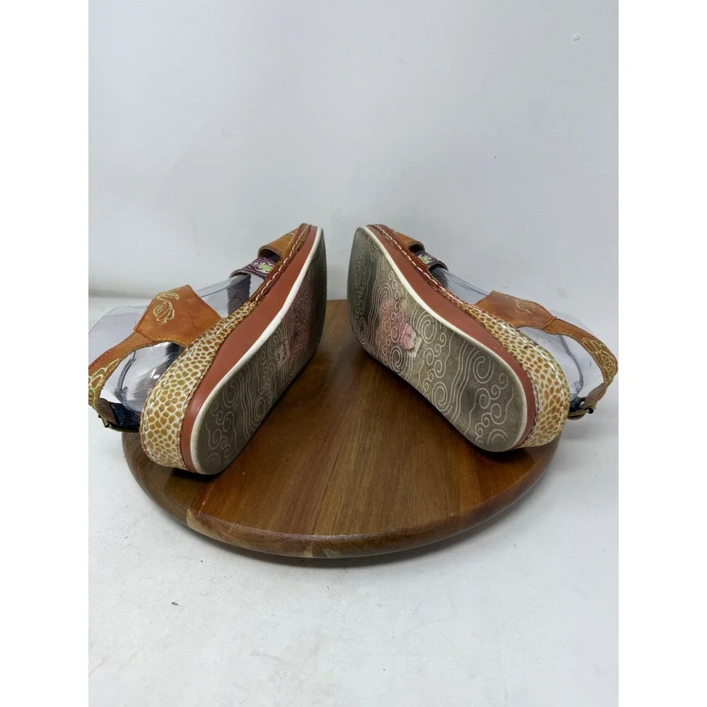 L'Artiste Spring Step Sumacah Multi Color Leather Floral Wedge Sandals Womens 42